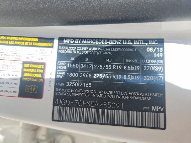 Aukcja sprzedaży 2014 Mercedes-benz Gl, vin: 4JGDF7CE8EA285091, numer aukcji: 59155446