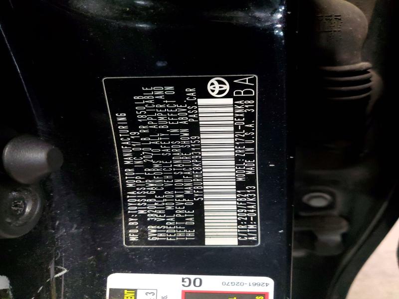 Продажа на аукционе авто 2019 Toyota Corolla, vin: 5YFBURHE8KP931159, номер лота: 56672986