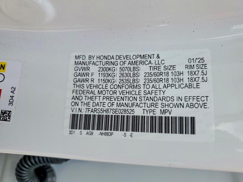 Aukcja sprzedaży 2025 Honda Cr-v, vin: 7FARS5H87SE028525, numer aukcji: 56922946