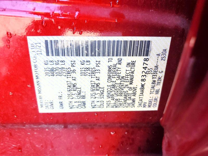 Продаж на аукціоні авто 2021 Nissan Rogue, vin: 5N1AT3AA8MC832478, номер лоту: 57497396
