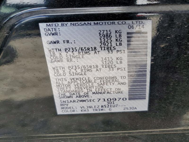 Aukcja sprzedaży 2014 Nissan Pathfinder, vin: 5N1AR2MM5EC710970, numer aukcji: 57595096