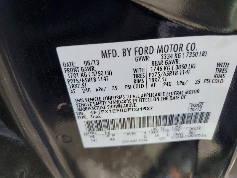 Продаж на аукціоні авто 2013 Ford F150, vin: 1FTFX1EF0DFD31527, номер лоту: 56958096