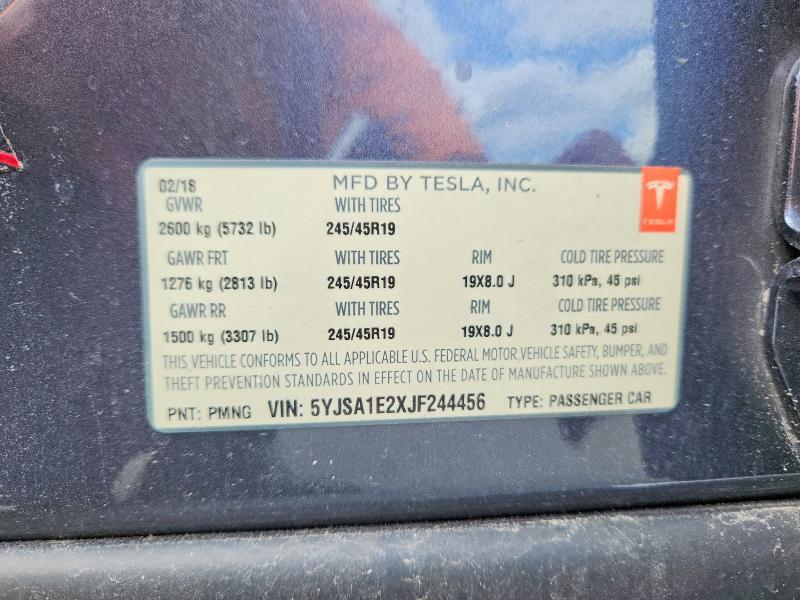 Продажа на аукционе авто 2018 Tesla Model S, vin: 5YJSA1E2XJF244456, номер лота: 55243856