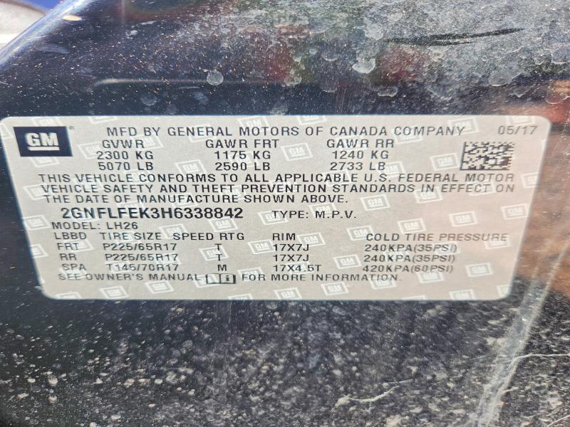 Продаж на аукціоні авто 2017 Chevrolet Equinox, vin: 2GNFLFEK3H6338842, номер лоту: 58552066