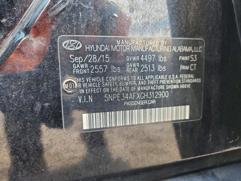 55794926 :رقم المزاد ، 5NPE34AFXGH312900 vin ، 2016 Hyundai Sonata مزاد بيع
