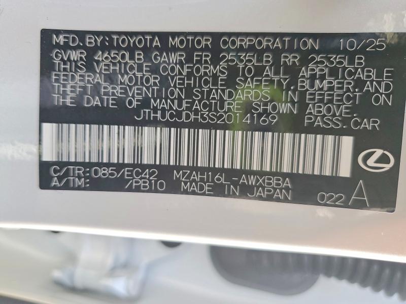 58946956 :رقم المزاد ، JTHUCJDH3S2014169 vin ، 2025 Lexus Ux 300h مزاد بيع