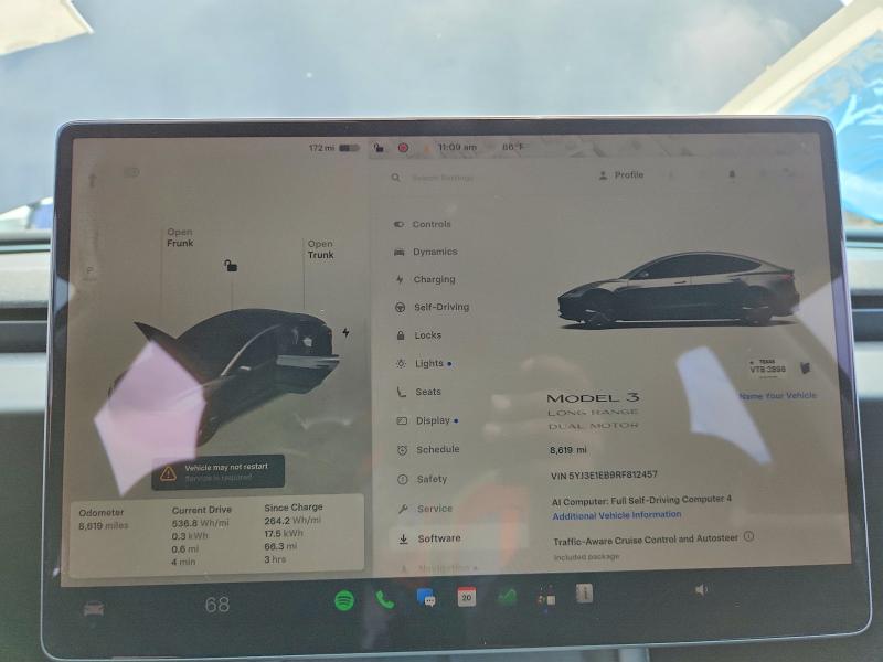 Aukcja sprzedaży 2024 Tesla Model 3, vin: 5YJ3E1EB9RF812457, numer aukcji: 54978406