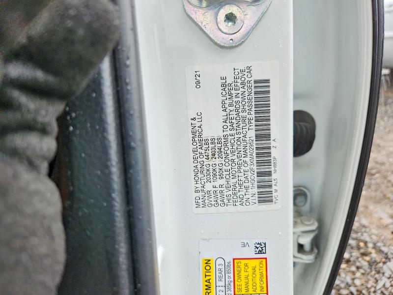 2021 Honda Accord მანქანა იყიდება აუქციონზე, vin: 1HGCV2F3XMA029521, აუქციონის ნომერი: 57723966
