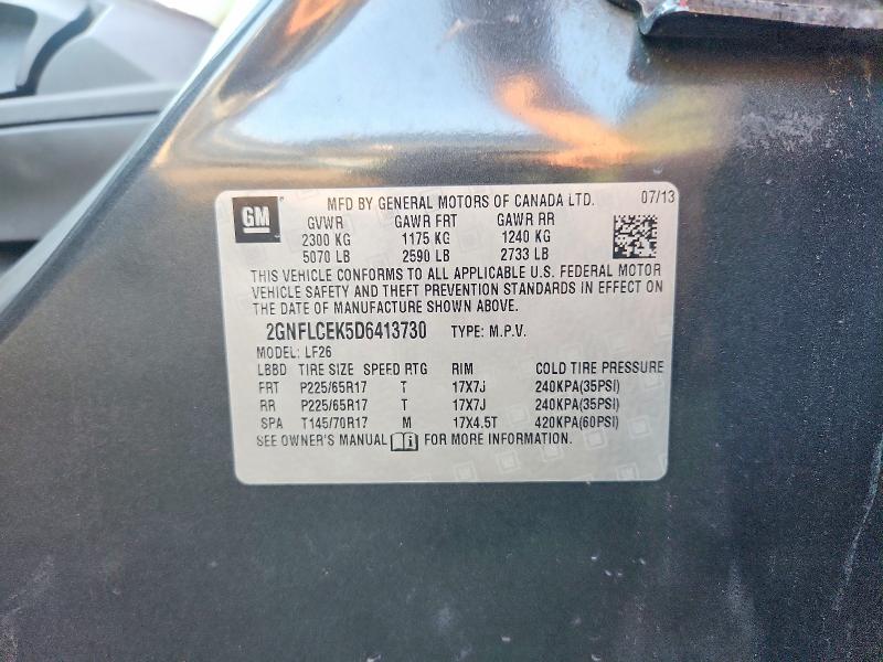 2013 Chevrolet Equinox მანქანა იყიდება აუქციონზე, vin: 2GNFLCEK5D6413730, აუქციონის ნომერი: 58480936