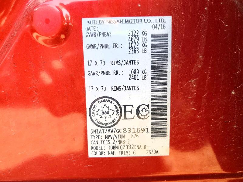 Aukcja sprzedaży 2016 Nissan Rogue, vin: 5N1AT2MV7GC831691, numer aukcji: 55551996