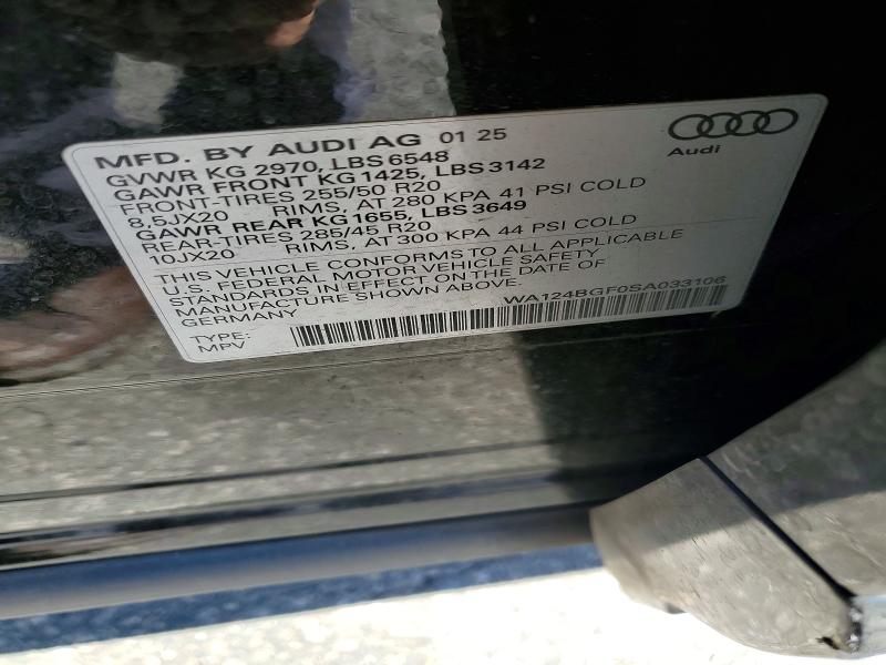 Aukcja sprzedaży 2025 Audi Q6 E-tron, vin: WA124BGF0SA033106, numer aukcji: 58316436