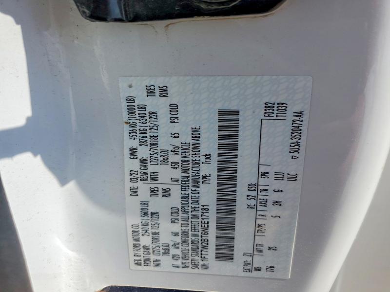 61532446 :رقم المزاد ، 1FT7W2BT6NEE17181 vin ، 2022 Ford F250 Super مزاد بيع