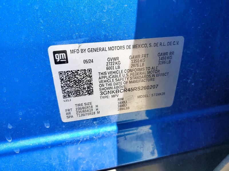 55673916 :رقم المزاد ، 3GNKBCR45RS260207 vin ، 2024 Chevrolet Blazer مزاد بيع
