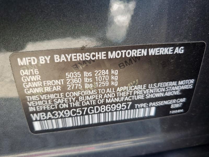 Продаж на аукціоні авто 2016 Bmw 335, vin: WBA3X9C57GD869957, номер лоту: 57184466