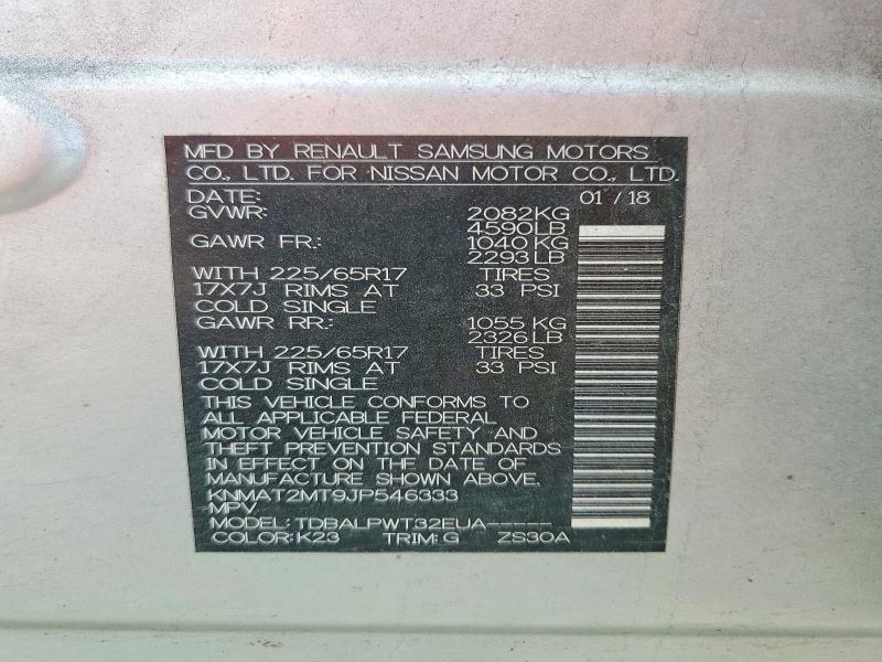 Aukcja sprzedaży 2018 Nissan Rogue, vin: KNMAT2MT9JP546333, numer aukcji: 56249066