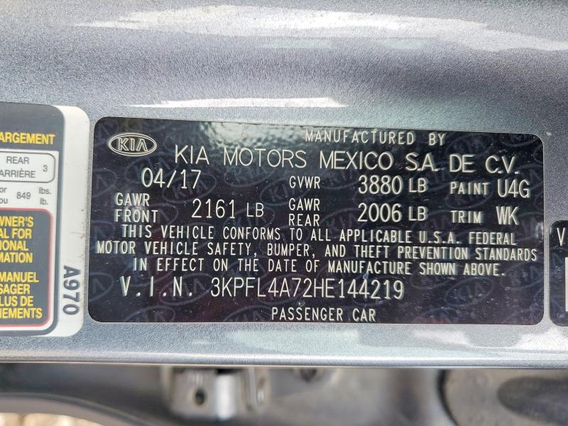Продажа на аукционе авто 2017 Kia Forte, vin: 3KPFL4A72HE144219, номер лота: 57853726