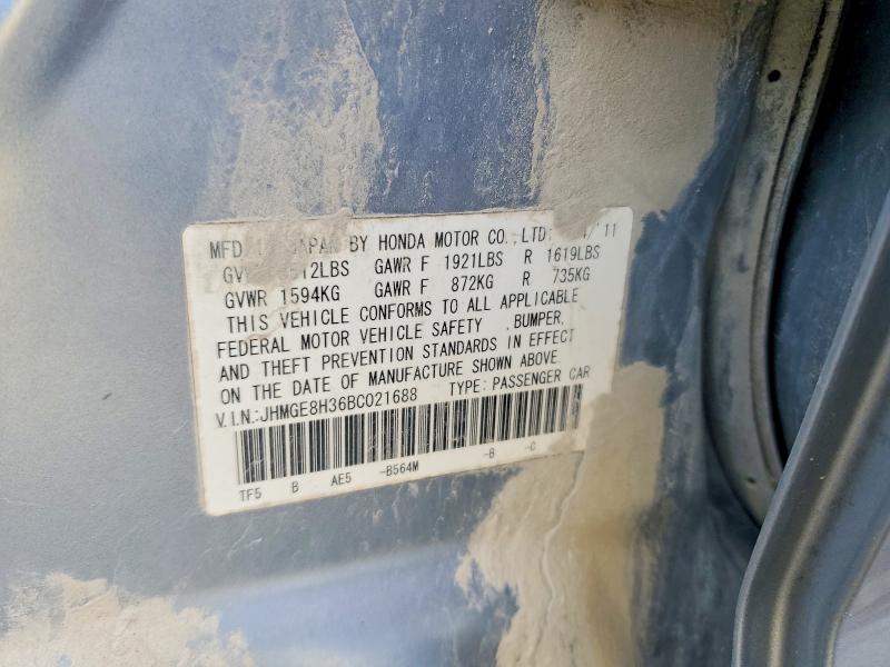 55051266 :رقم المزاد ، JHMGE8H36BC021688 vin ، 2011 Honda Fit مزاد بيع