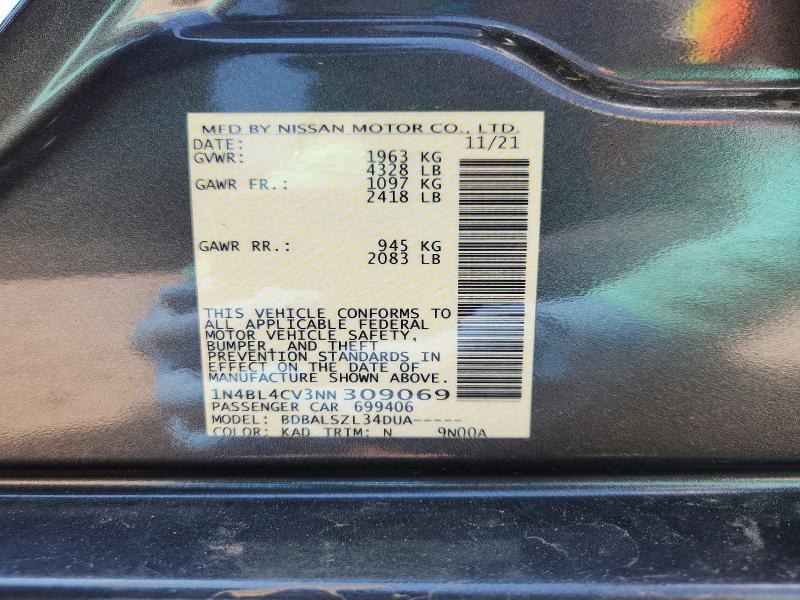 Продаж на аукціоні авто 2022 Nissan Altima, vin: 1N4BL4CV3NN309069, номер лоту: 56298476