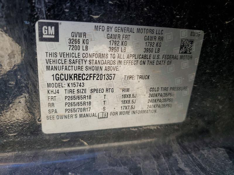 Продаж на аукціоні авто 2015 Chevrolet Silverado, vin: 1GCUKREC2FF201357, номер лоту: 55691626