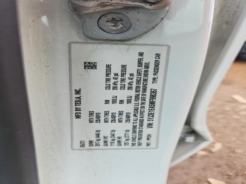 Aukcja sprzedaży 2021 Tesla Model 3, vin: 5YJ3E1EA5MF998367, numer aukcji: 56620906