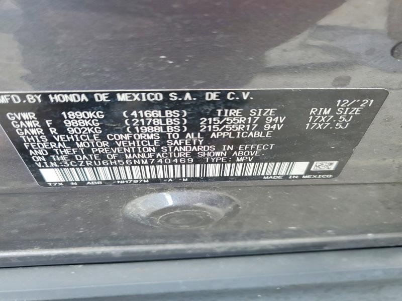 Aukcja sprzedaży 2022 Honda Hr-v, vin: 3CZRU6H56NM740469, numer aukcji: 56667046