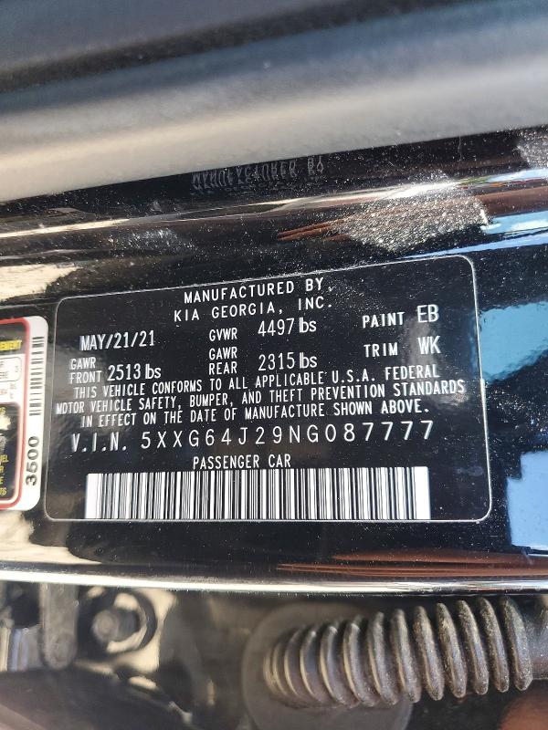 2022 Kia K5 მანქანა იყიდება აუქციონზე, vin: 5XXG64J29NG087777, აუქციონის ნომერი: 57032016