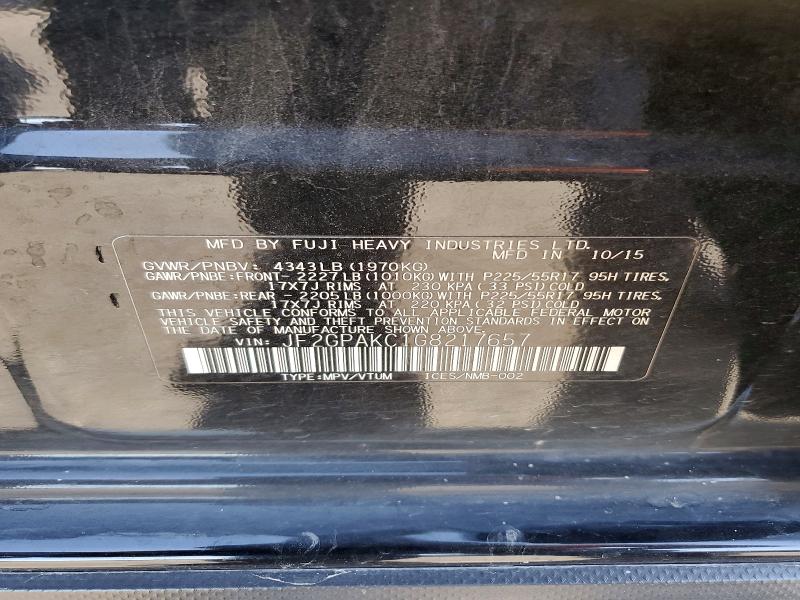 Продажа на аукционе авто 2016 Subaru Crosstrek, vin: JF2GPAKC1G8217657, номер лота: 58278086