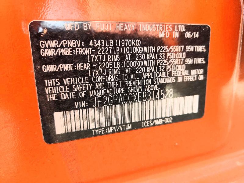 Продаж на аукціоні авто 2014 Subaru Xv Crosstrek, vin: JF2GPACCXE8314528, номер лоту: 56225076