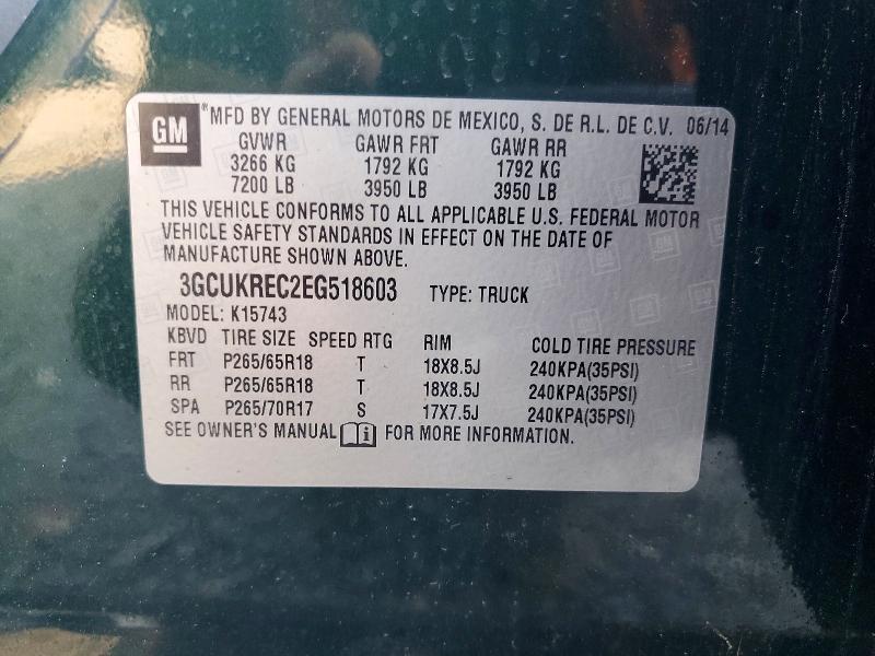 Aukcja sprzedaży 2014 Chevrolet Silverado, vin: 3GCUKREC2EG518603, numer aukcji: 59196486
