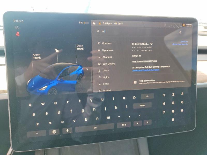 56989376 :رقم المزاد ، 7SAYGDEE8RA227459 vin ، 2024 Tesla Model Y مزاد بيع