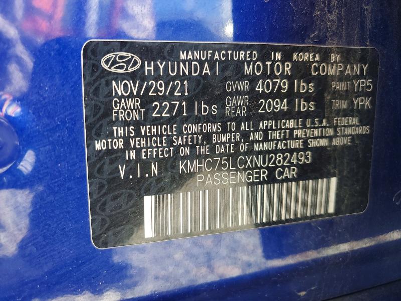 Продажа на аукционе авто 2022 Hyundai Ioniq, vin: KMHC75LCXNU282493, номер лота: 56477466