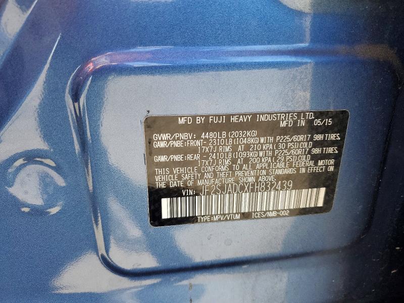 58468126 :رقم المزاد ، JF2SJADCXFH832439 vin ، 2015 Subaru Forester مزاد بيع