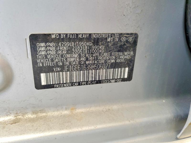2009 Subaru Impreza მანქანა იყიდება აუქციონზე, vin: JF1GE61639H506027, აუქციონის ნომერი: 56865816