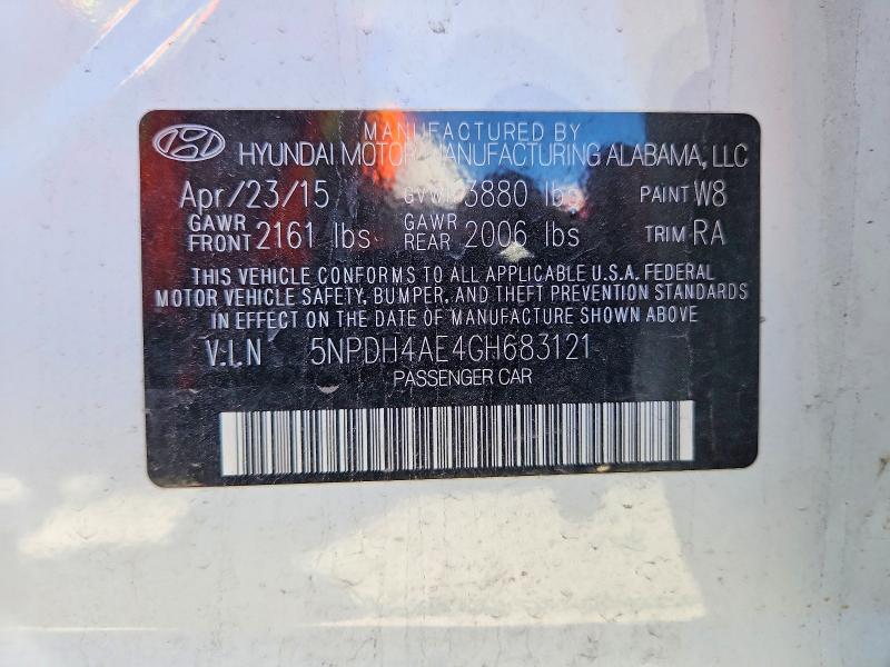 Aukcja sprzedaży 2016 Hyundai Elantra, vin: 5NPDH4AE4GH683121, numer aukcji: 56645476