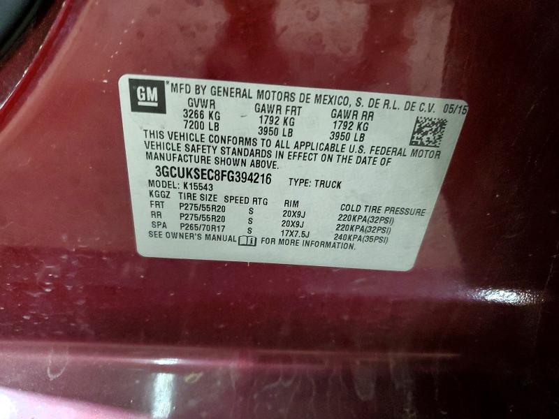 58812476 :رقم المزاد ، 3GCUKSEC8FG394216 vin ، 2015 Chevrolet Silverado مزاد بيع
