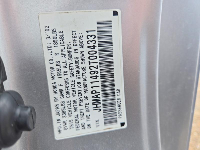 57928446 :رقم المزاد ، JHMAP11492T004331 vin ، 2002 Honda S2000 مزاد بيع