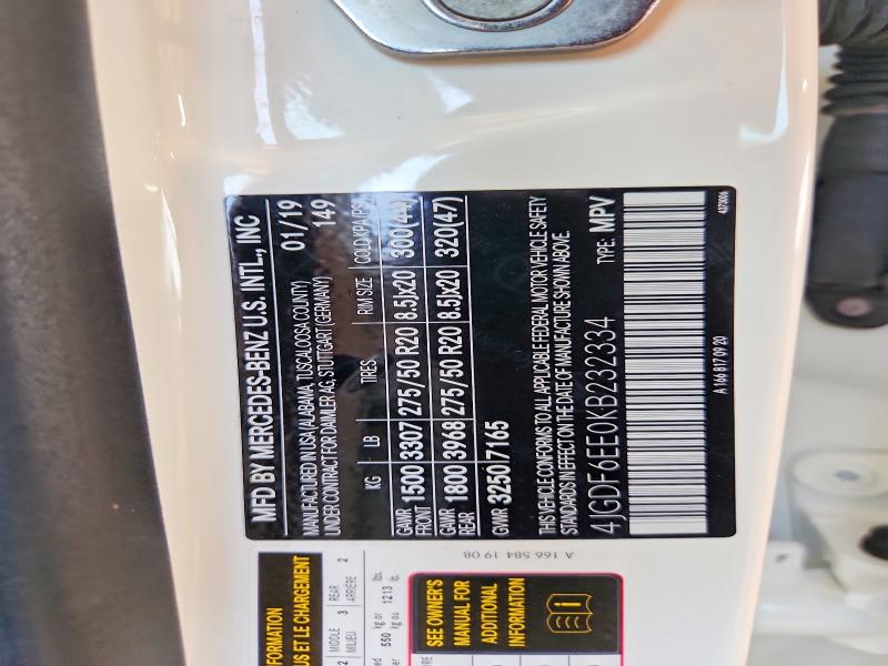 55537806 :رقم المزاد ، 4JGDF6EE0KB232334 vin ، 2019 Mercedes-benz Gls مزاد بيع