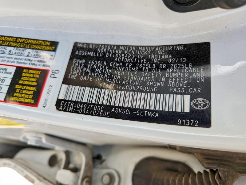 55776986 :رقم المزاد ، 4T4BF1FK0DR290956 vin ، 2013 Toyota Camry مزاد بيع