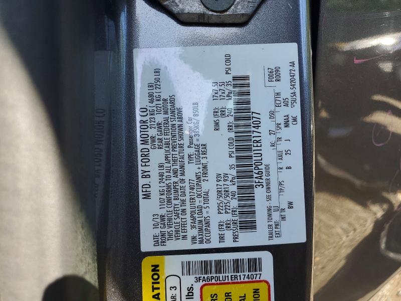 2014 Ford Fusion მანქანა იყიდება აუქციონზე, vin: 3FA6P0LU1ER174077, აუქციონის ნომერი: 54852956