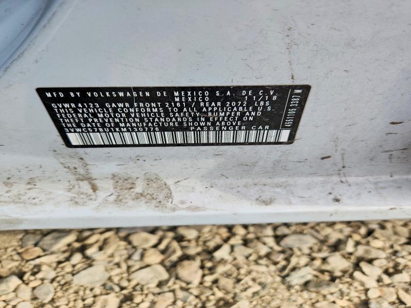 2019 Volkswagen Jetta მანქანა იყიდება აუქციონზე, vin: 3VWC57BU1KM130776, აუქციონის ნომერი: 57822496