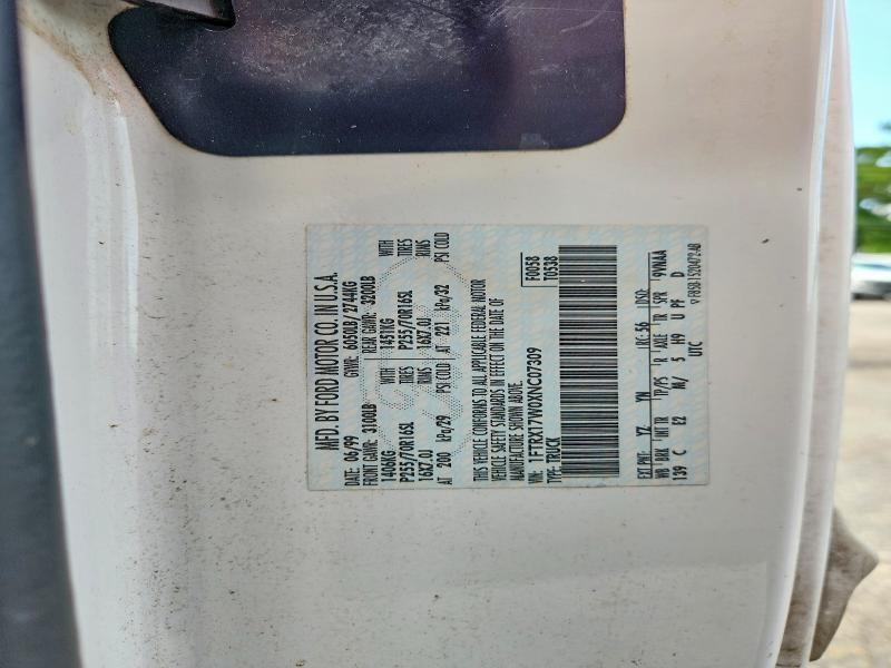 1999 Ford F150 მანქანა იყიდება აუქციონზე, vin: 1FTRX17W0XNC07309, აუქციონის ნომერი: 58462756