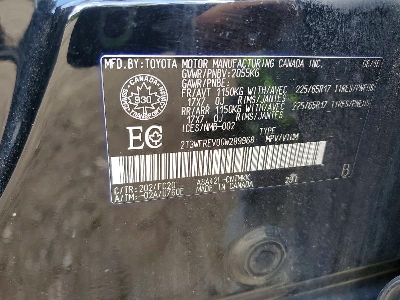 Продаж на аукціоні авто 2016 Toyota Rav4, vin: 2T3WFREV0GW289968, номер лоту: 57354636