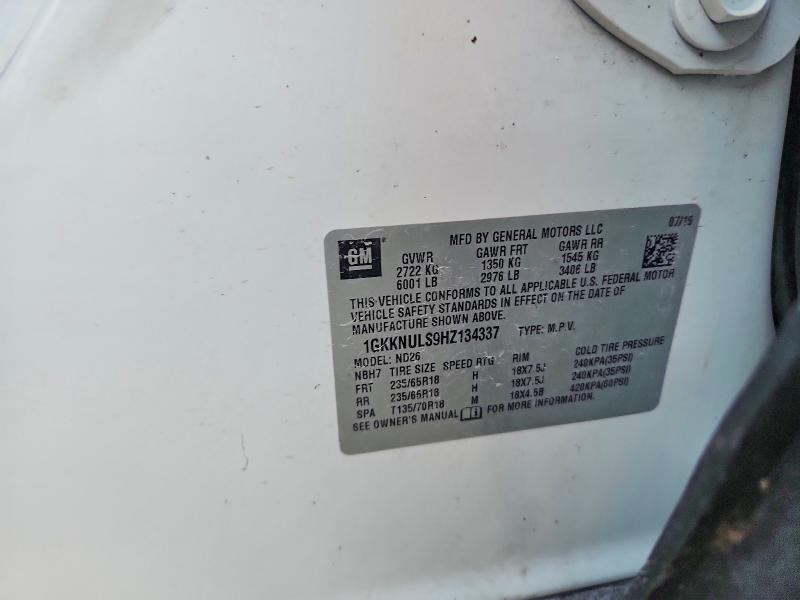 2017 Gmc Acadia მანქანა იყიდება აუქციონზე, vin: 1GKKNULS9HZ134337, აუქციონის ნომერი: 58613046