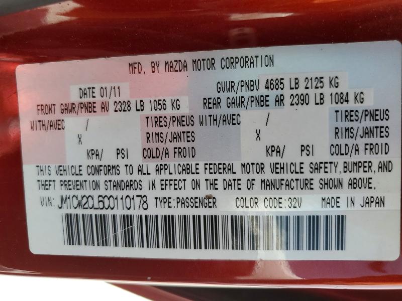 2012 Mazda 5 მანქანა იყიდება აუქციონზე, vin: JM1CW2CL6C0110178, აუქციონის ნომერი: 57817456