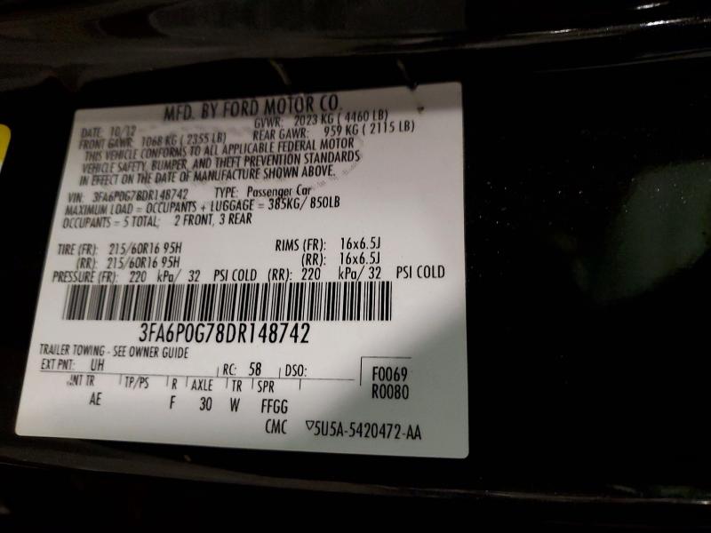 55618636 :رقم المزاد ، 3FA6P0G78DR148742 vin ، 2013 Ford Fusion مزاد بيع
