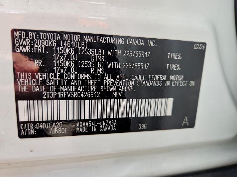 2024 Toyota Rav4 მანქანა იყიდება აუქციონზე, vin: 2T3P1RFV5RC426912, აუქციონის ნომერი: 58814136