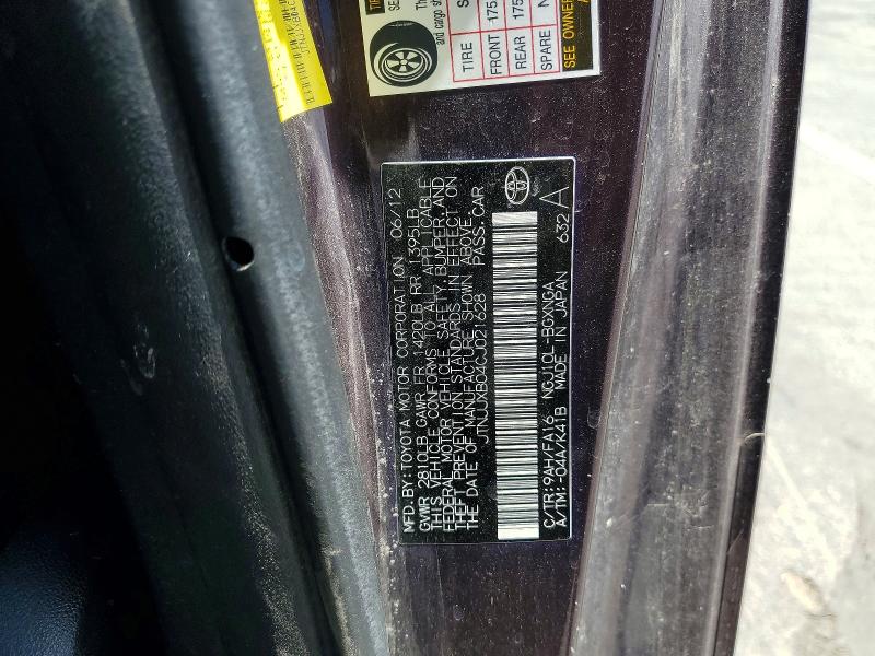 56050446 :رقم المزاد ، JTNJJXB04CJ021628 vin ، 2012 Scion Iq مزاد بيع