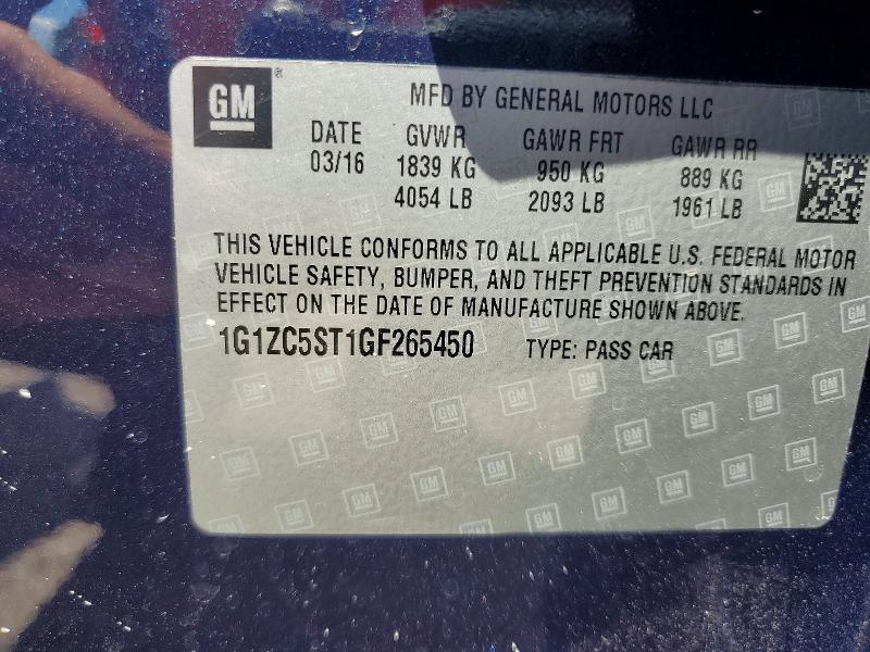 Продажа на аукционе авто 2016 Chevrolet Malibu, vin: 1G1ZC5ST1GF265450, номер лота: 58715286