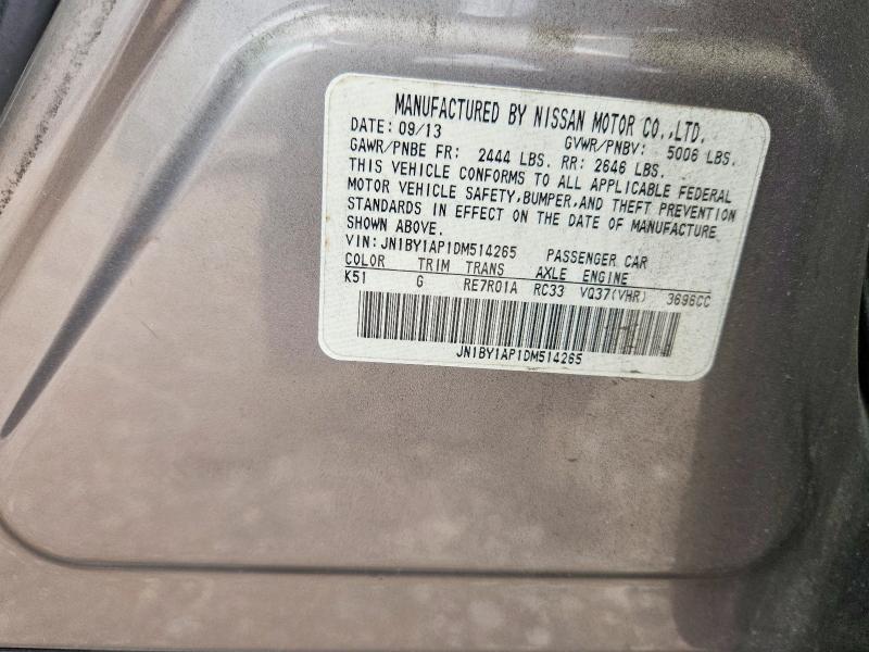 Продажа на аукционе авто 2013 Infiniti M Series, vin: JN1BY1AP1DM514265, номер лота: 55798386