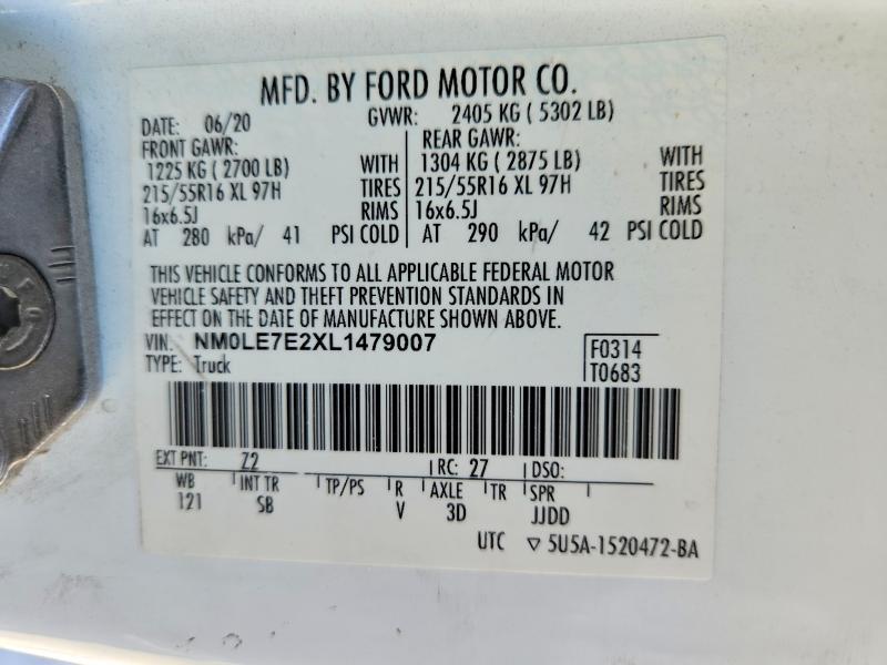 59192116 :رقم المزاد ، NM0LE7E2XL1479007 vin ، 2020 Ford Transit Connect مزاد بيع